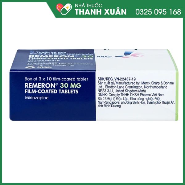 Remeron 30mg  trị các đợt trầm cảm nặng